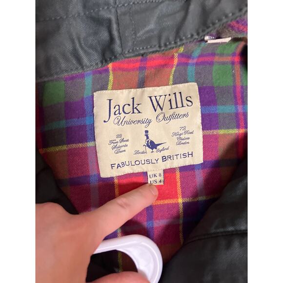 Jack Wills Green Canvas Gorpcore Jacket Flannel Lined Womens Small 4 Military - Picture 4 of 7
